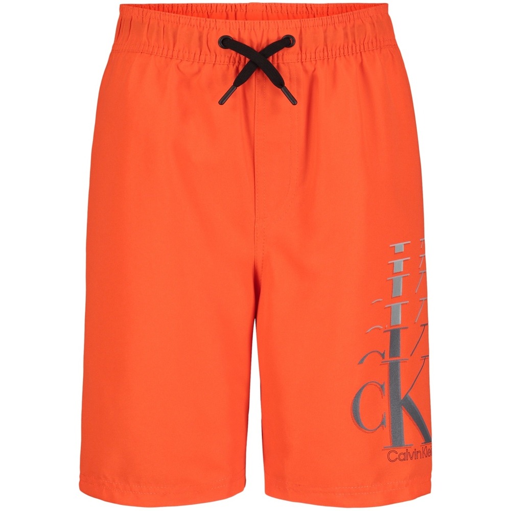 Calvin Klein Big Boys Ombre Logo Swim Trunks -‎ Red Orange - Size Small